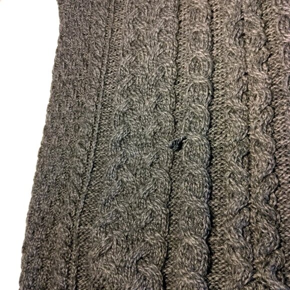 Kilronan Knitwear Aran Knit Sweater M Gray Merino Wool Fisherman Ireland 1/4 Zip - Picture 15 of 16